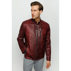 Vinci The-Boss Snake  Burgundy Leather Men Jacket