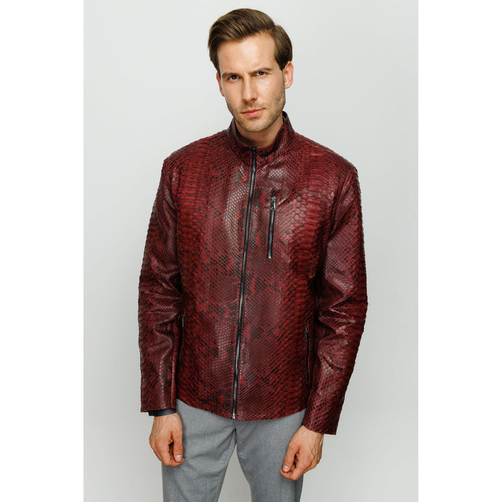 Vinci The-Boss Snake  Burgundy Leather Men Jacket