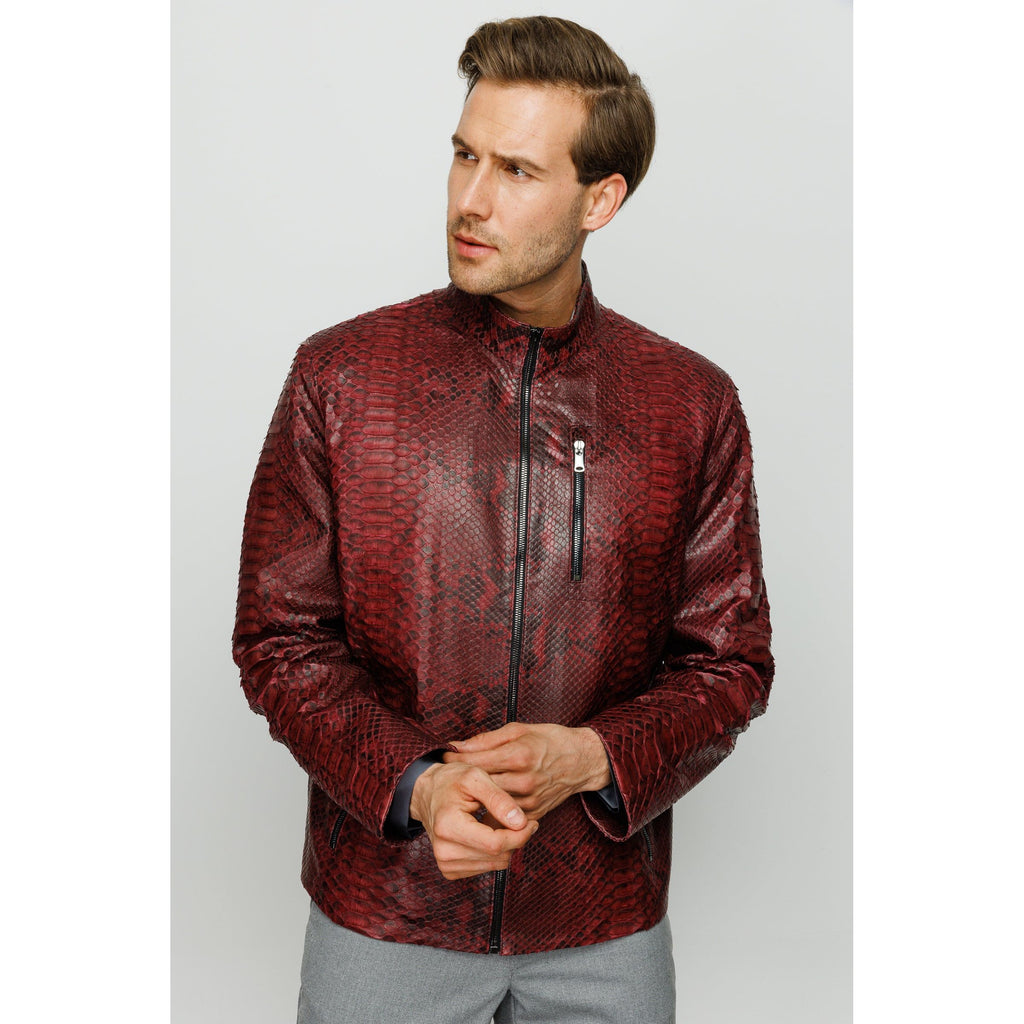 Vinci The-Boss Snake  Burgundy Leather Men Jacket