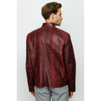Vinci The-Boss Snake  Burgundy Leather Men Jacket