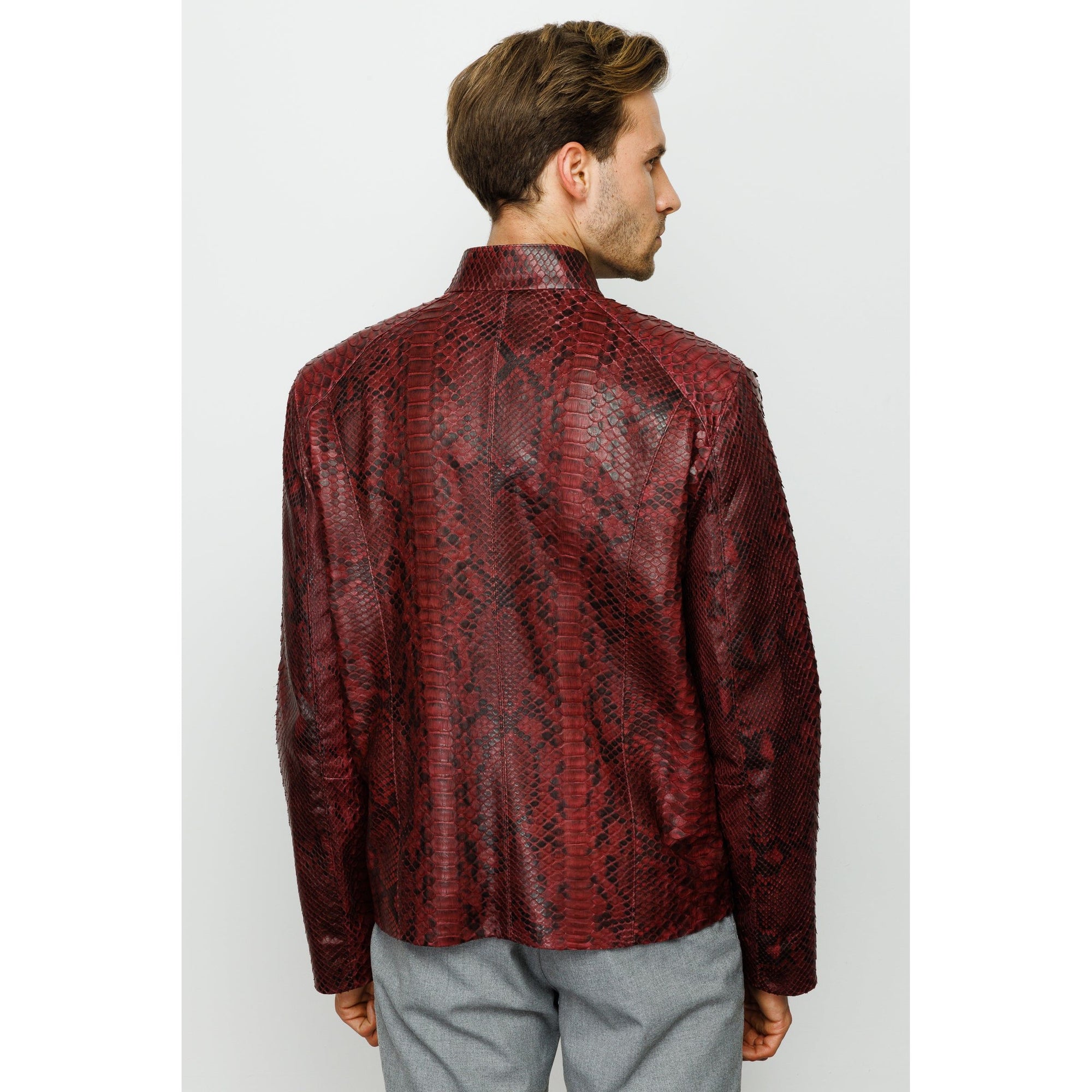 Vinci The-Boss Snake  Burgundy Leather Men Jacket