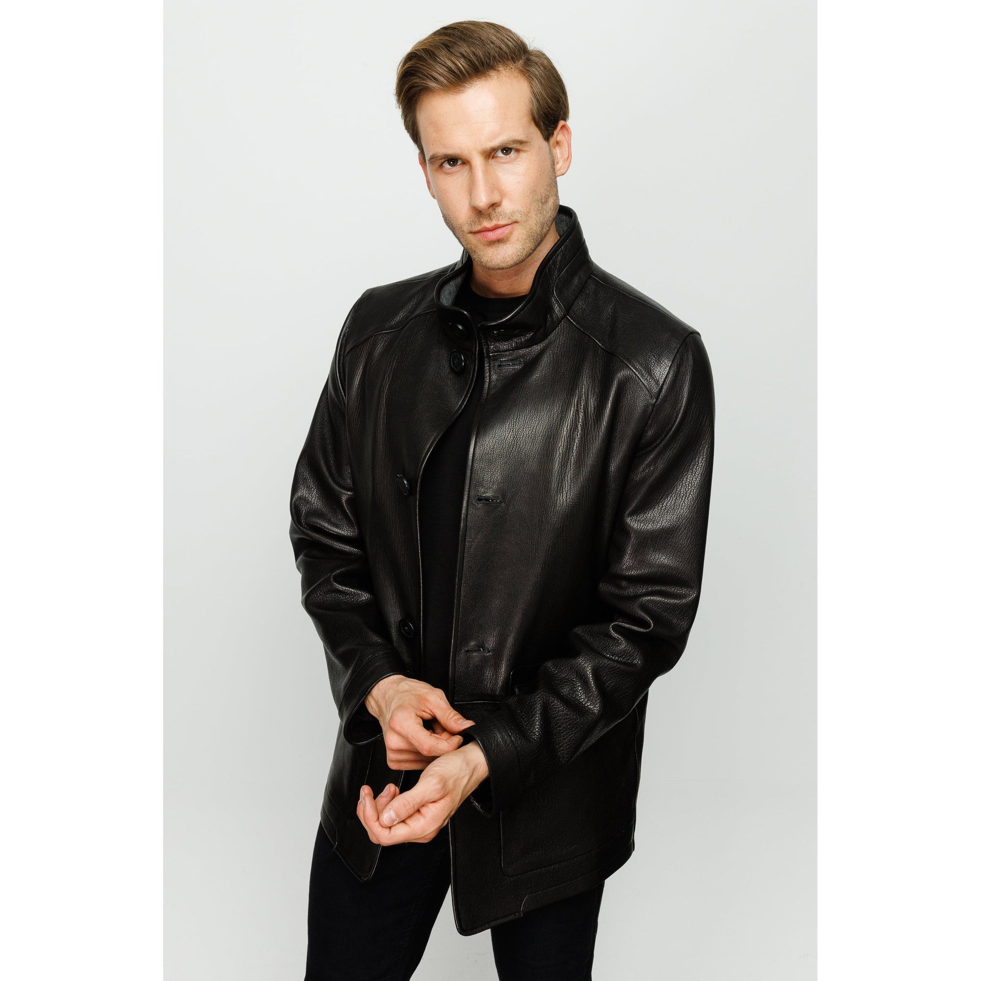 Vinci The Barclay Black Leather Men Jacket