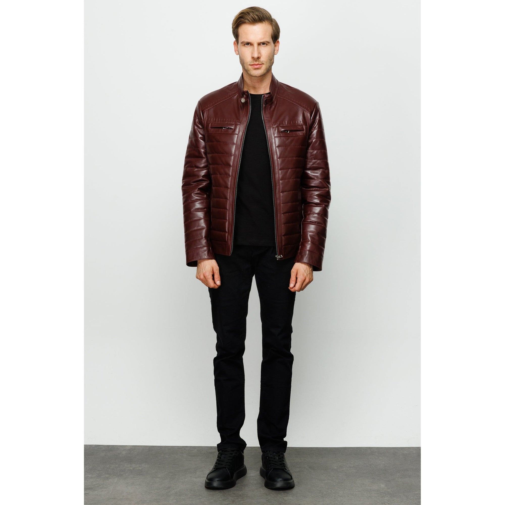 The Wilkerson Burgundy Leather Men Jacket