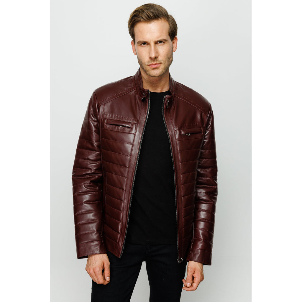 The Wilkerson Burgundy Leather Men Jacket