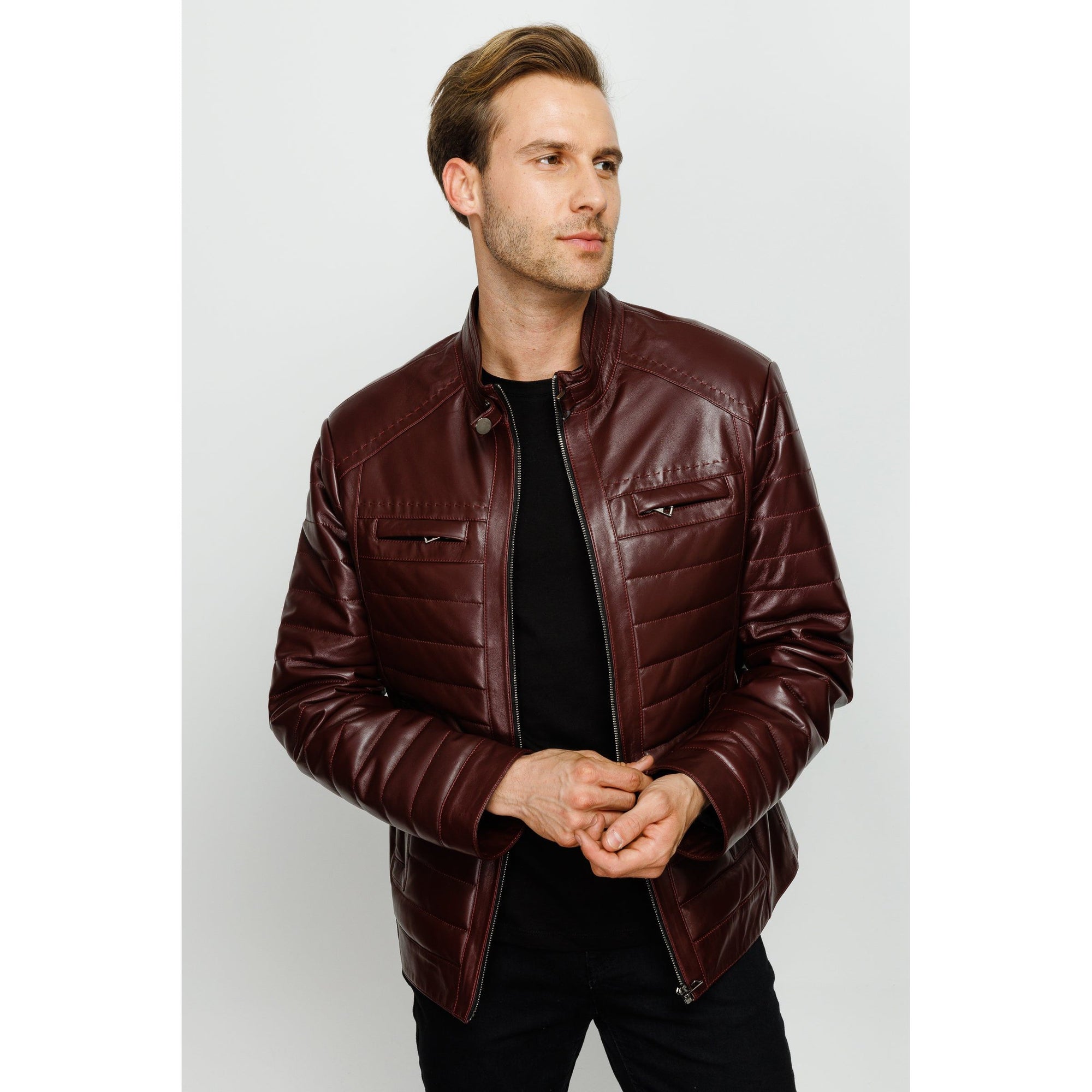The Wilkerson Burgundy Leather Men Jacket