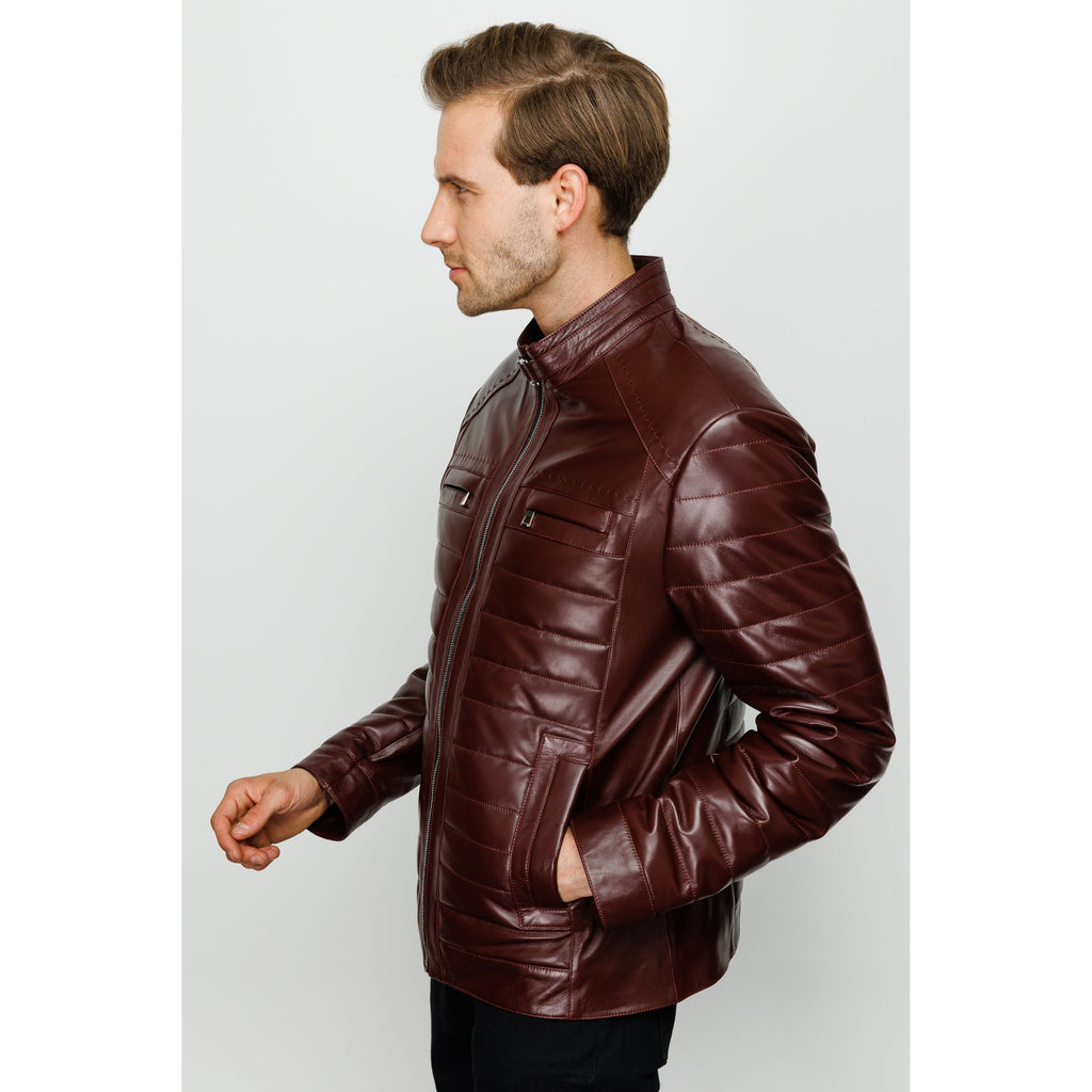 The Wilkerson Burgundy Leather Men Jacket