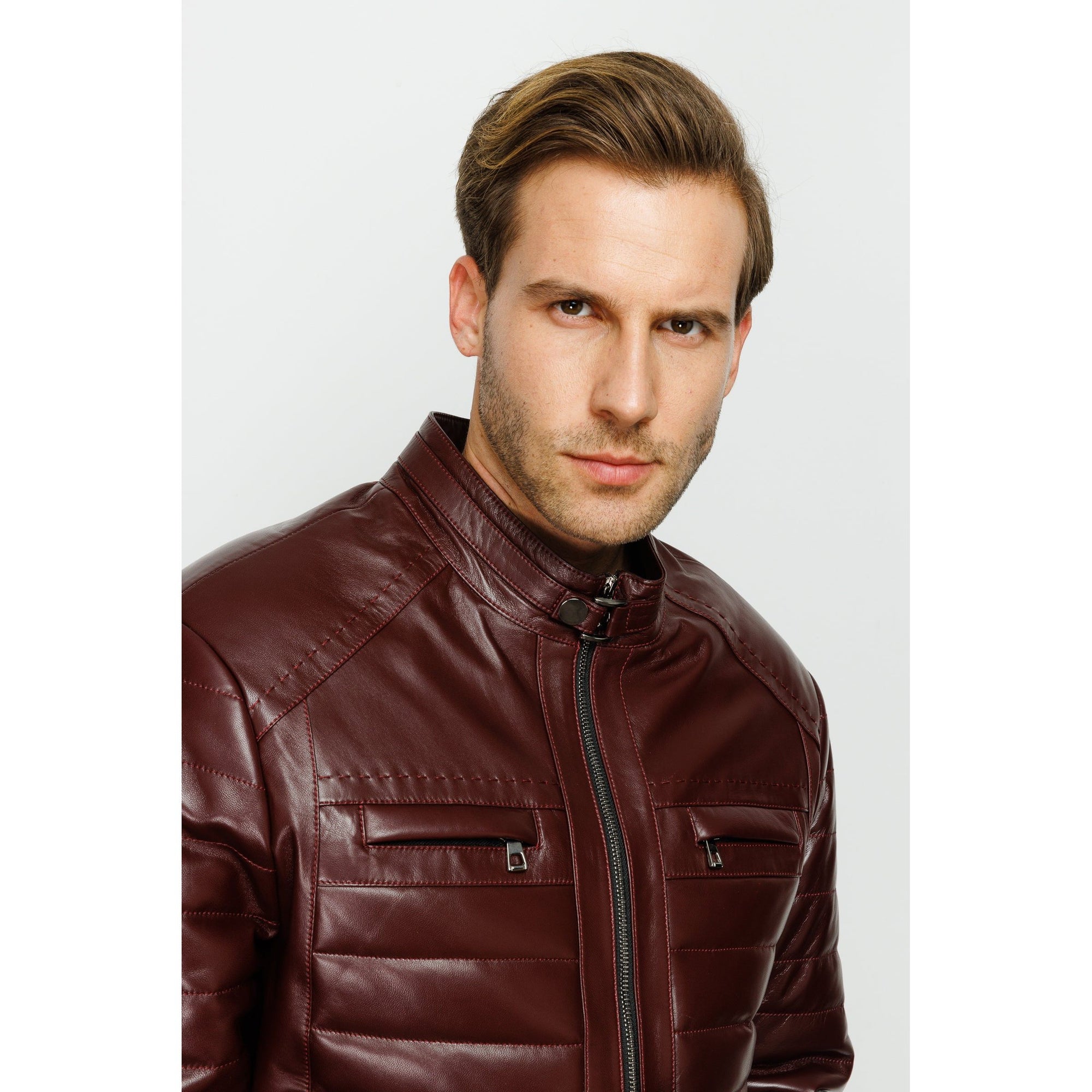 The Wilkerson Burgundy Leather Men Jacket