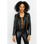 The Nayro Snake Black Leather Women Jacket