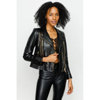 The Nayro Snake Black Leather Women Jacket