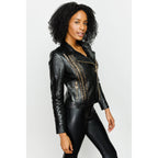 The Nayro Snake Black Leather Women Jacket