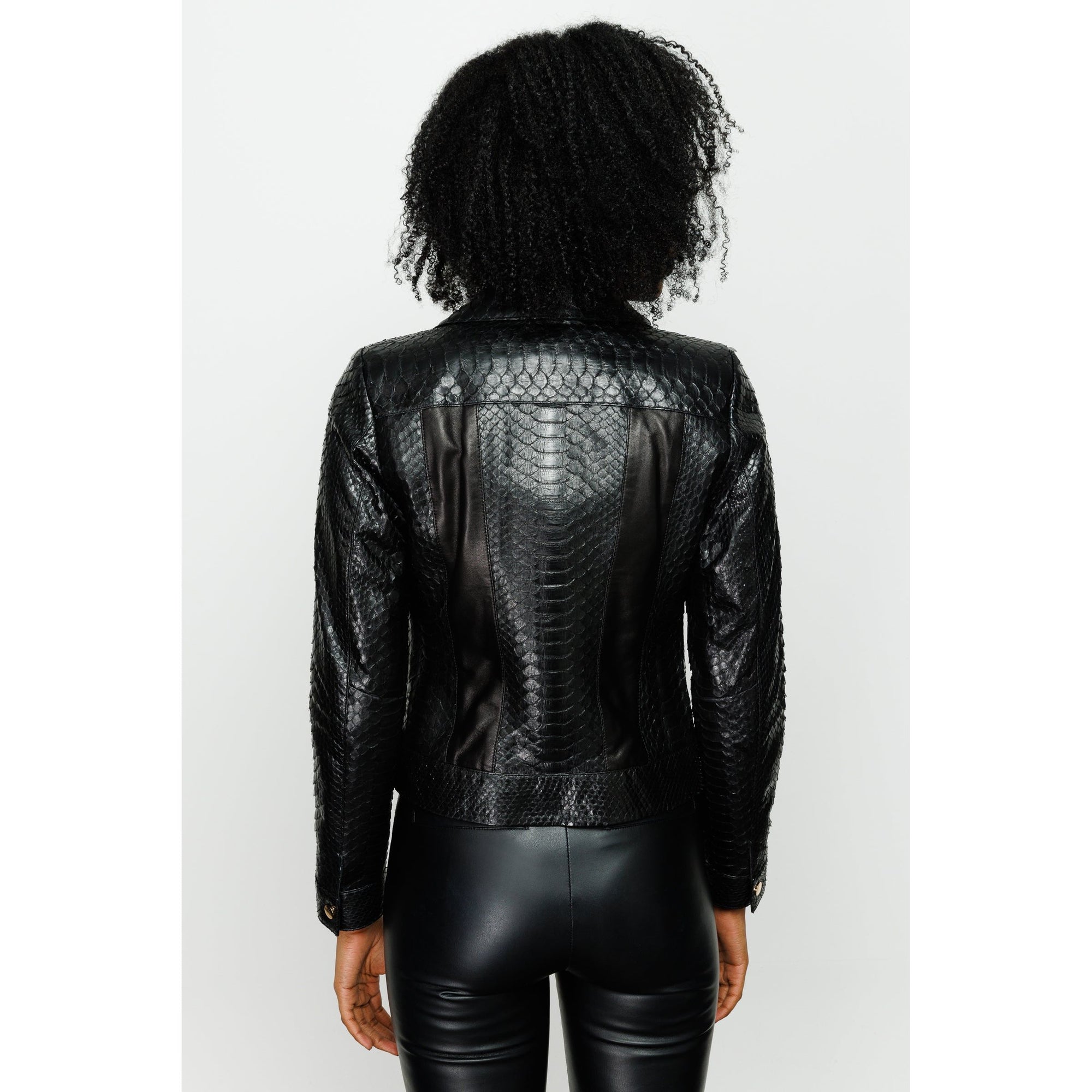 The Nayro Snake Black Leather Women Jacket