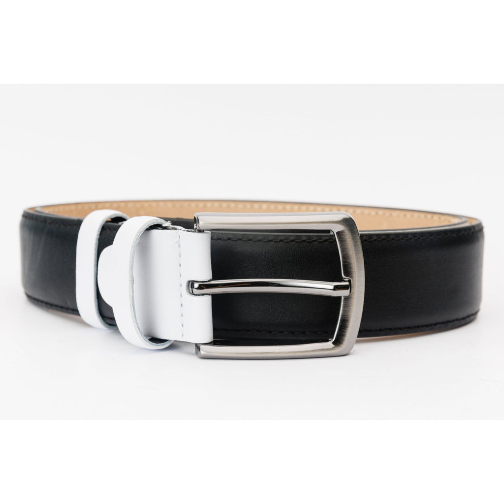 The Neiva Black/White Leather Belt
