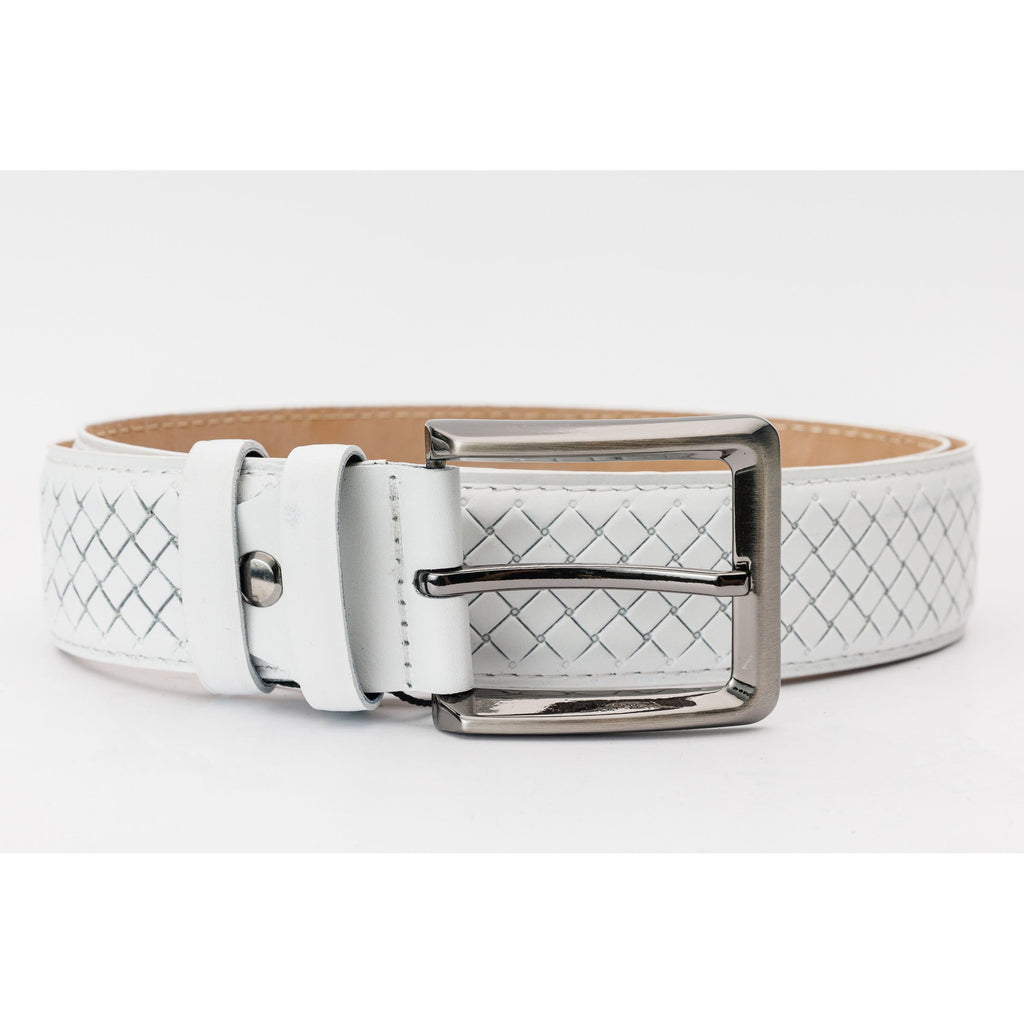 The Layla White Woven Leather Belt