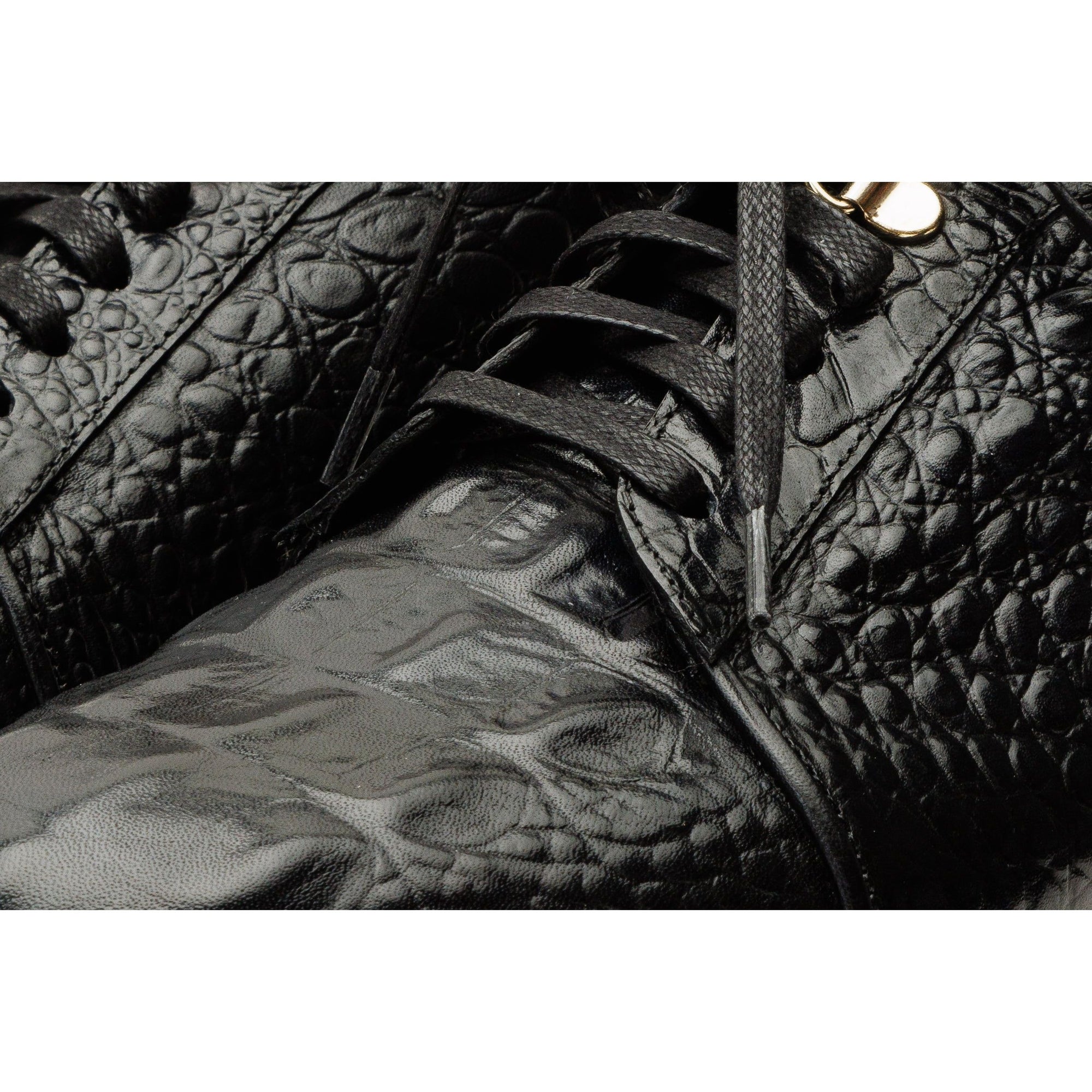 The Bomba Black Crocodile Leather Men Sneaker
