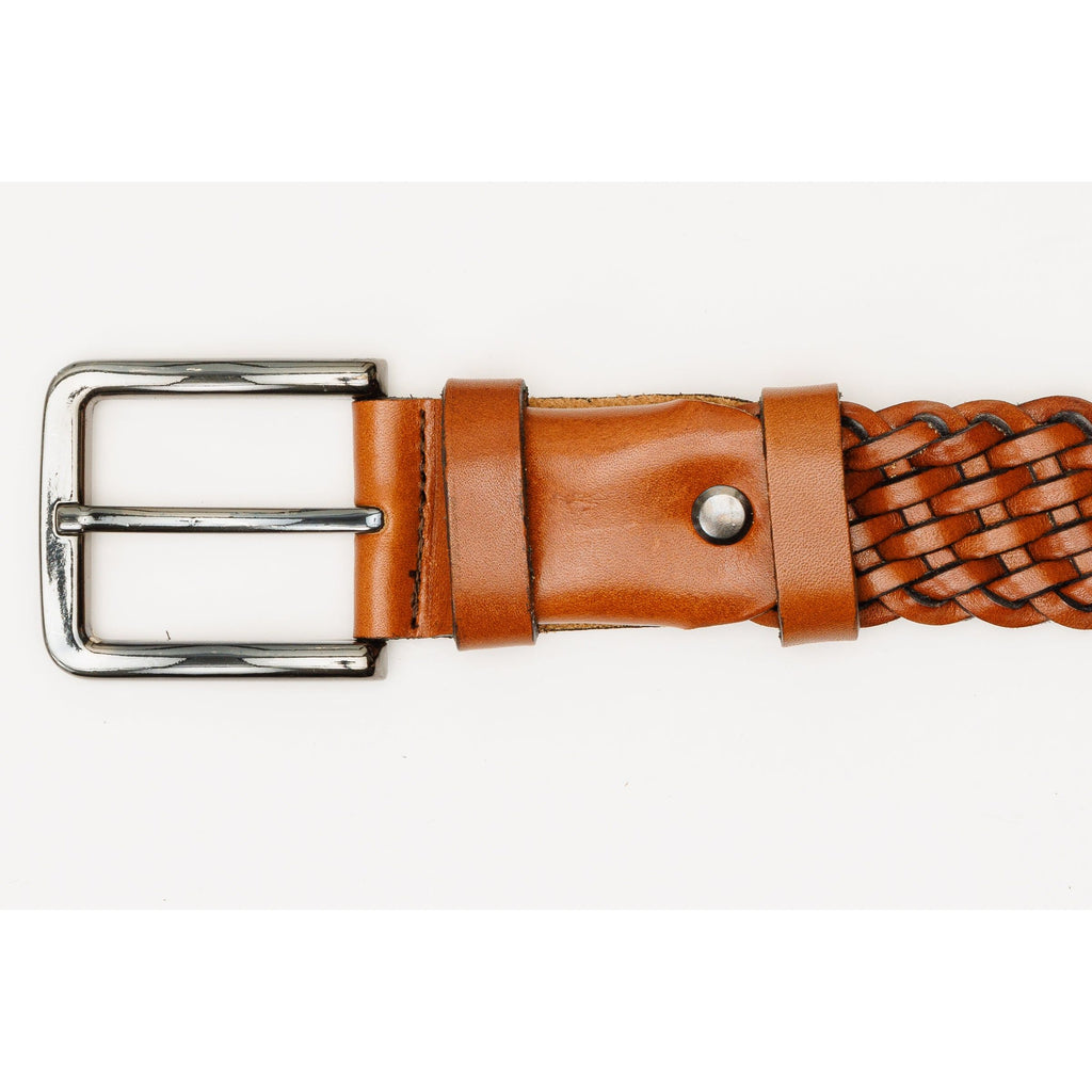 The Grand Woven Tan Color Leather Belt