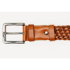 The Grand Woven Tan Color Leather Belt