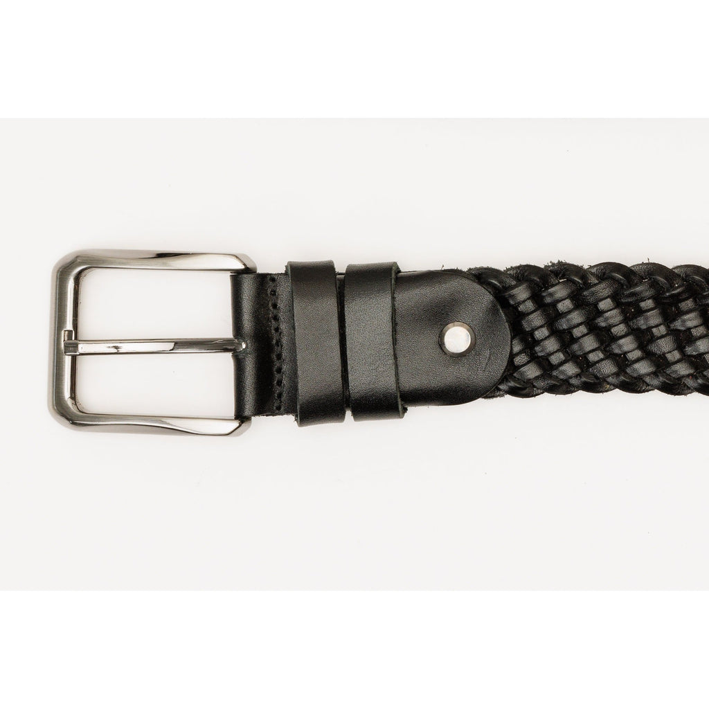 The Mclean Woven Black Leather Belt