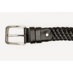 The Mclean Woven Black Leather Belt