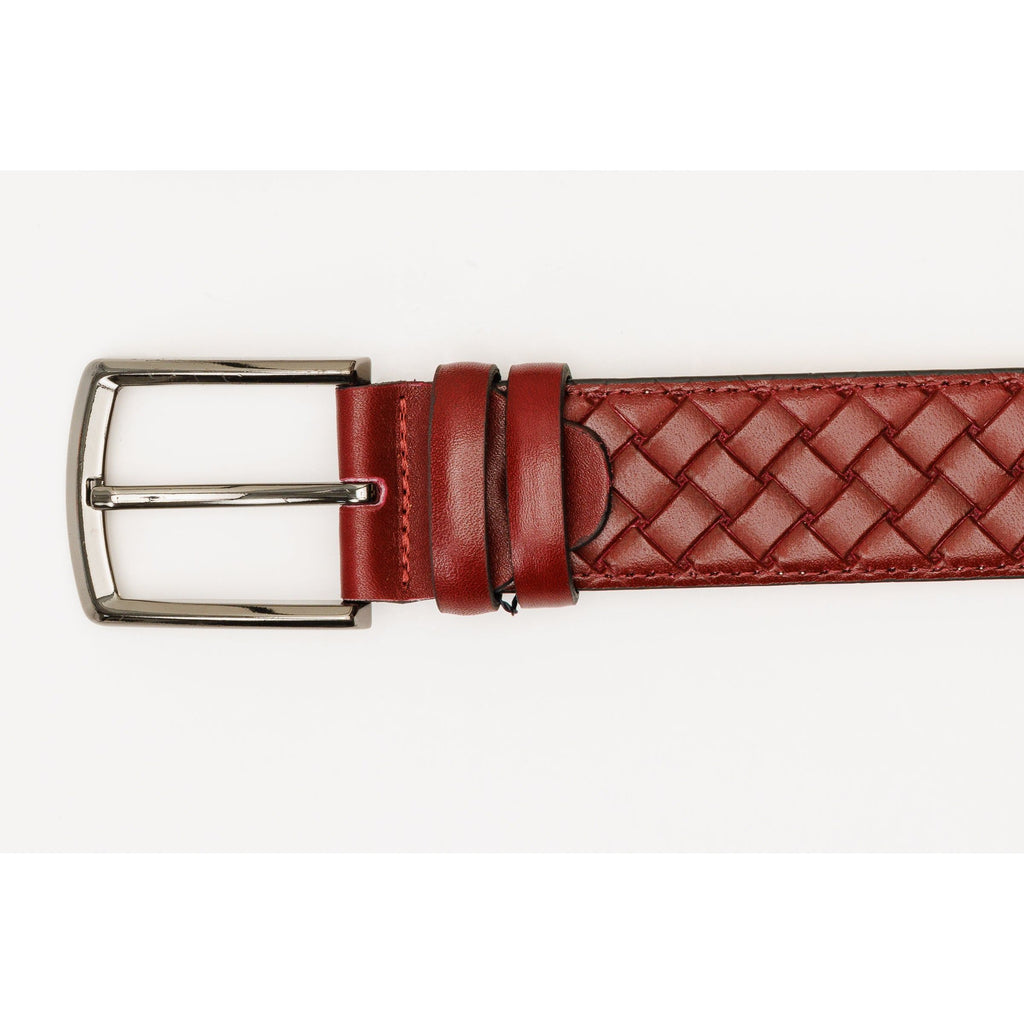 The Turan Burgundy Woven Leather Belt