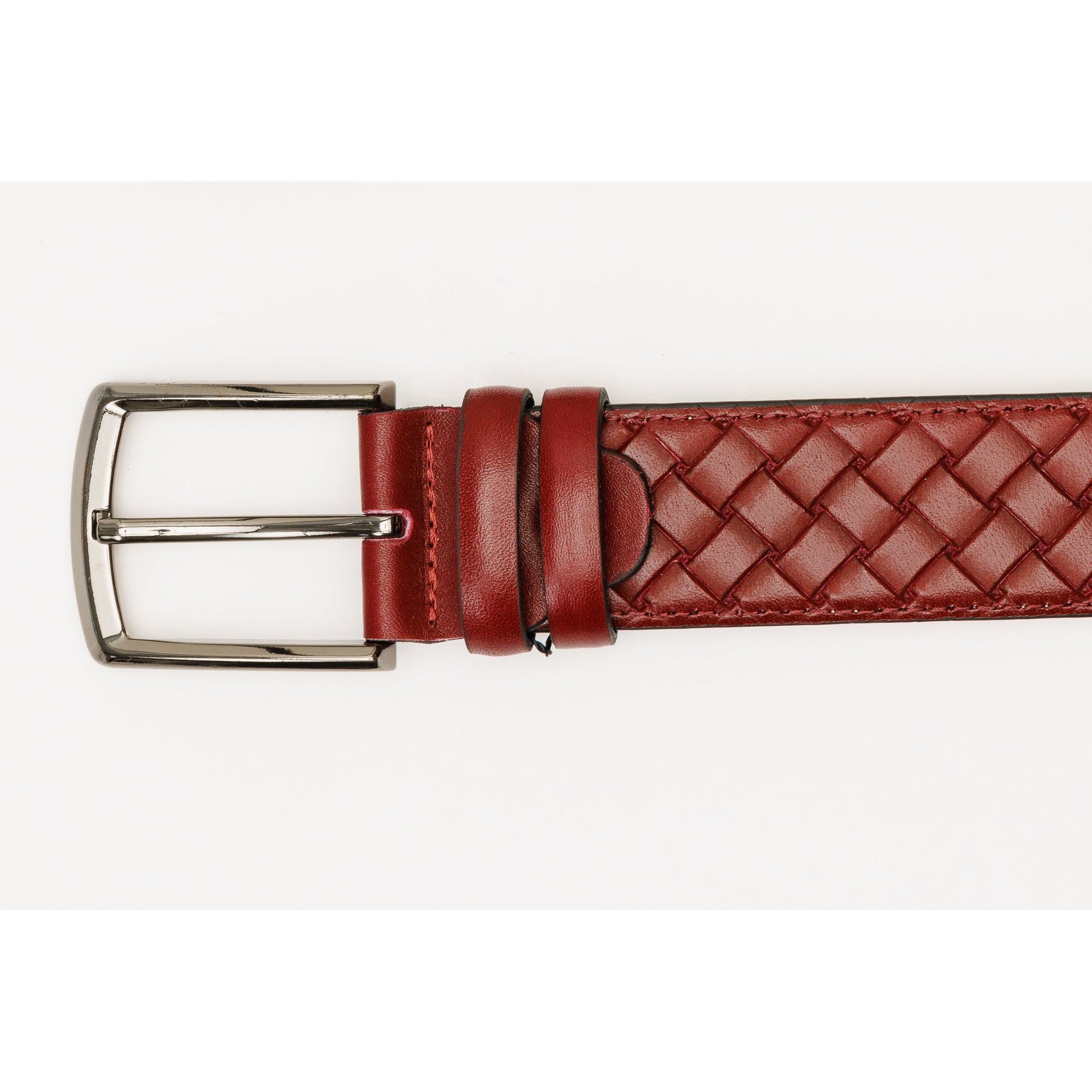 The Turan Burgundy Woven Leather Belt
