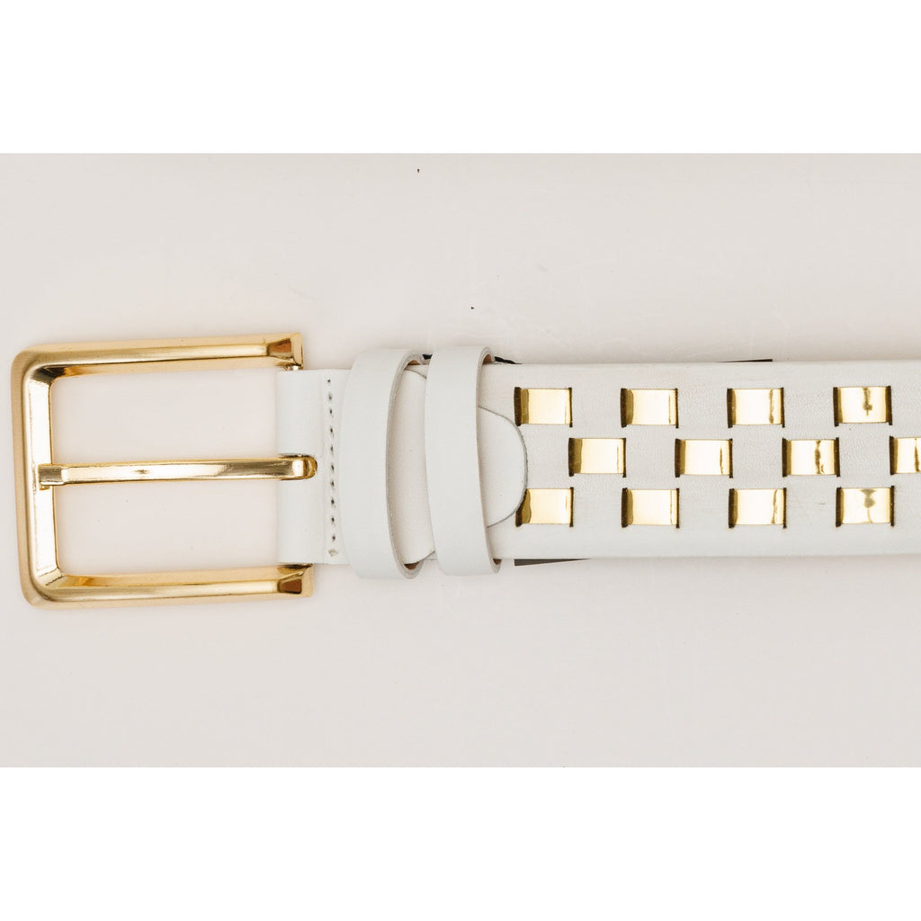 The Mackenzie White & Gold Woven Leather Belt