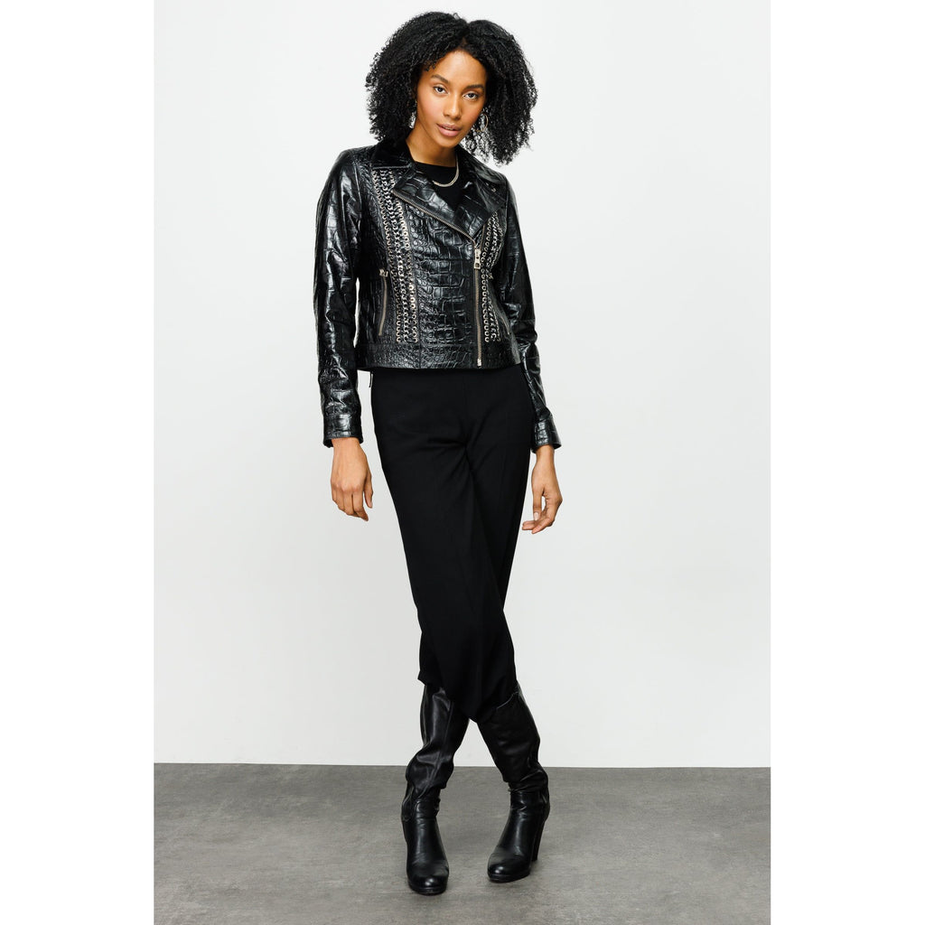 The Lante Black Leather Women Jacket