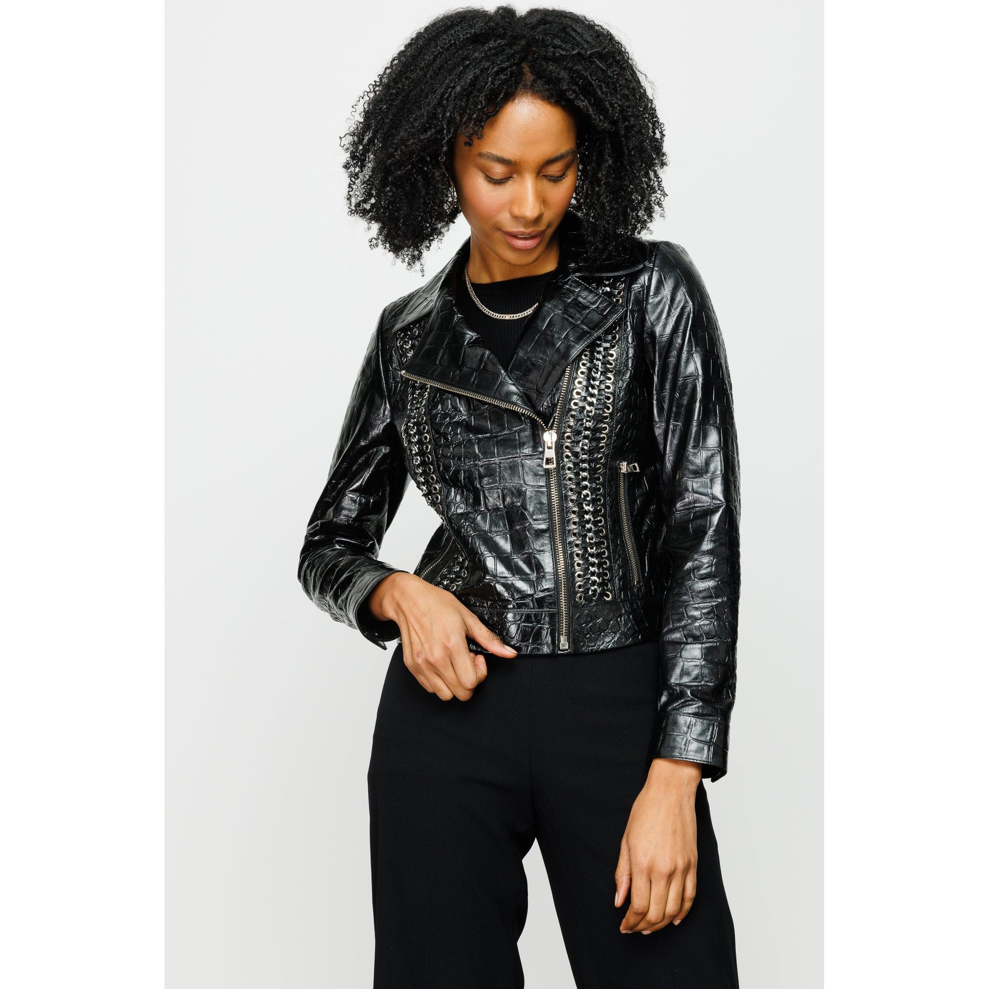 The Lante Black Leather Women Jacket