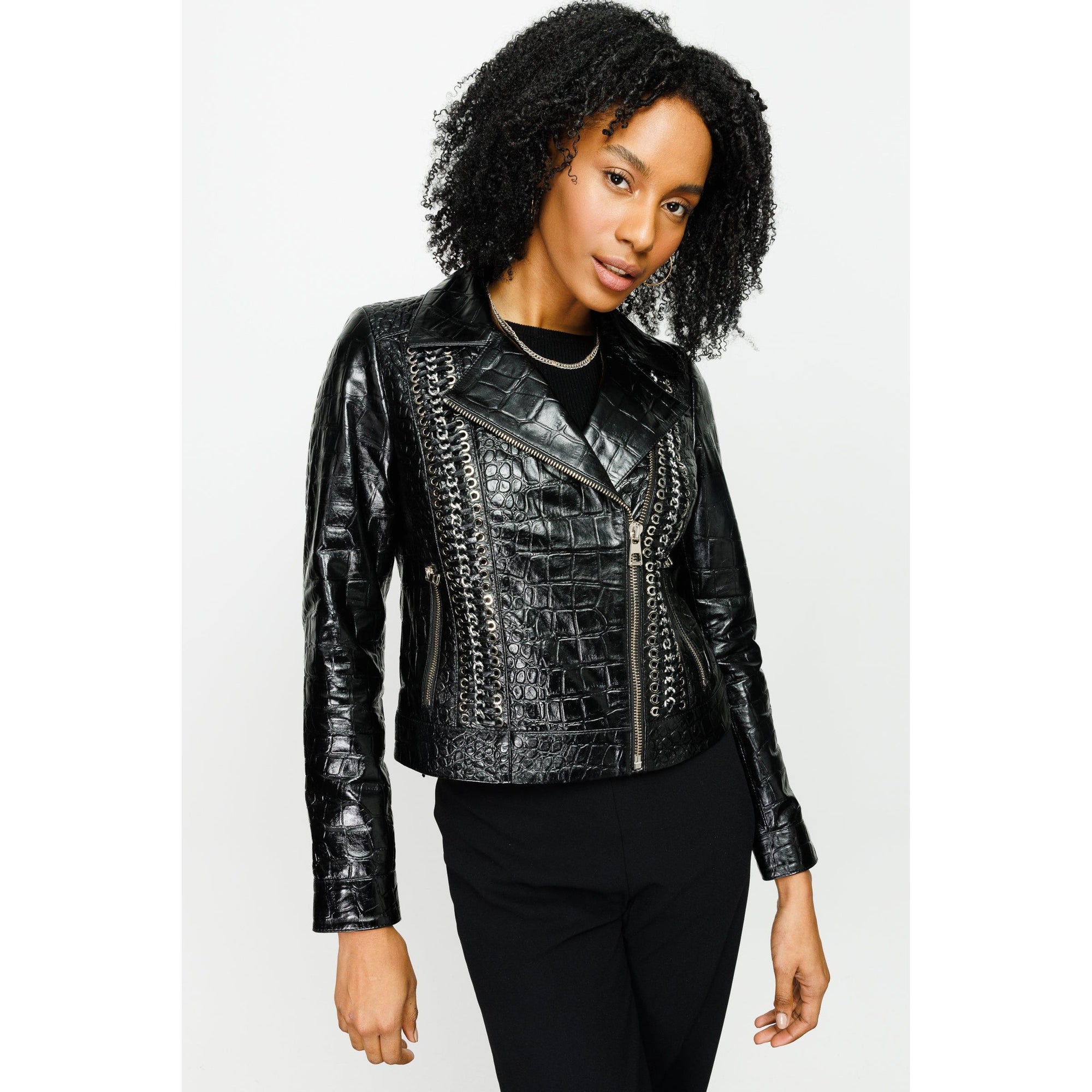 The Lante Black Leather Women Jacket