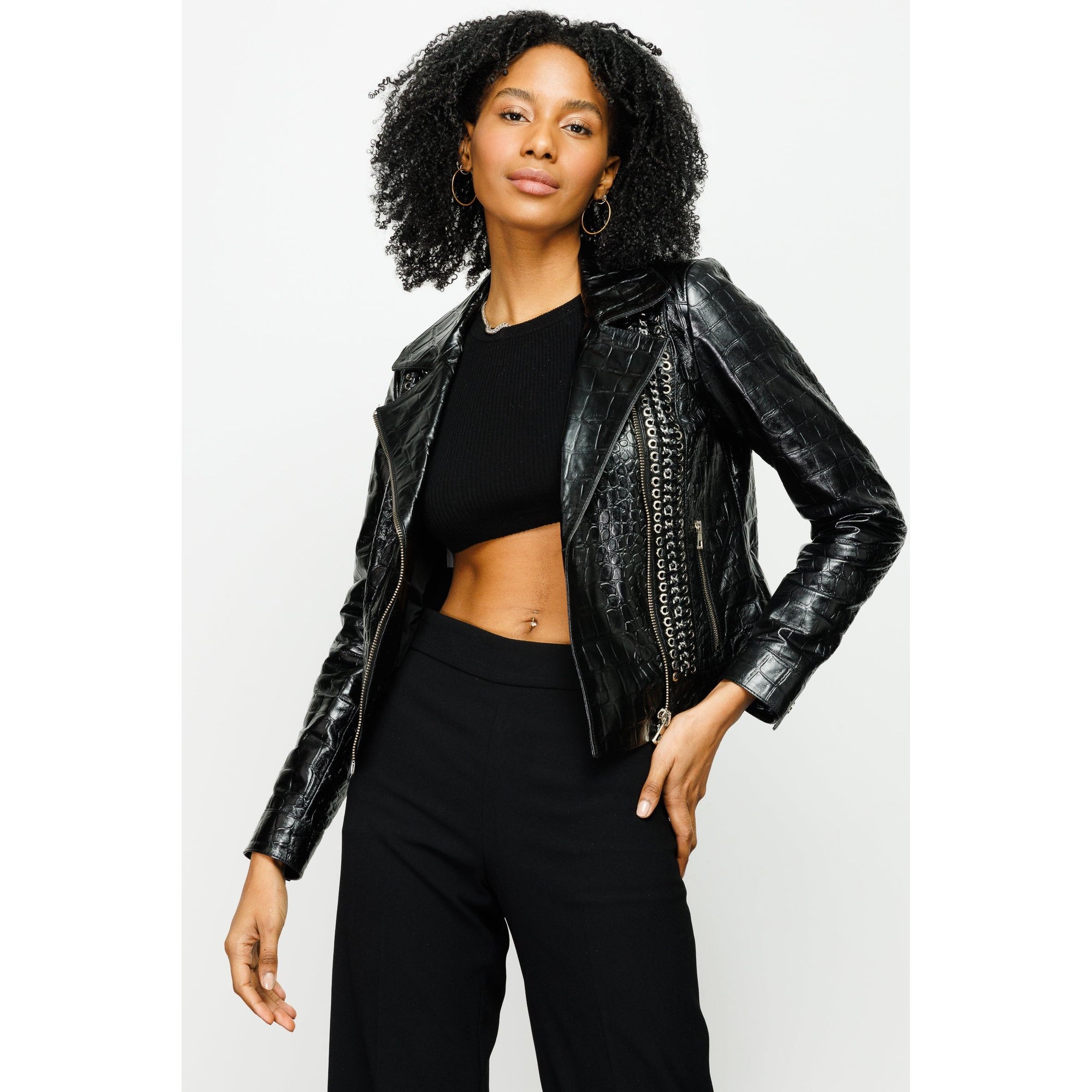 The Lante Black Leather Women Jacket