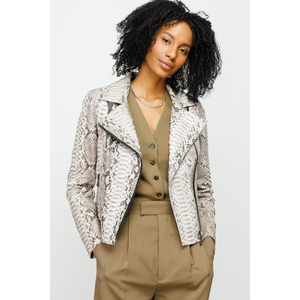 The Queen Pythn Leather Naturel Color Skin Women Jacket