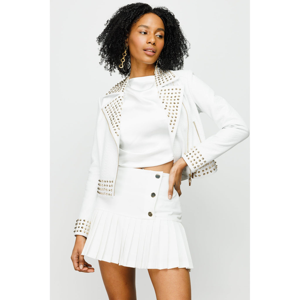The Infanta White Leather Women Jacket