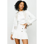 The Infanta White Leather Women Jacket