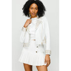 The Infanta White Leather Women Jacket