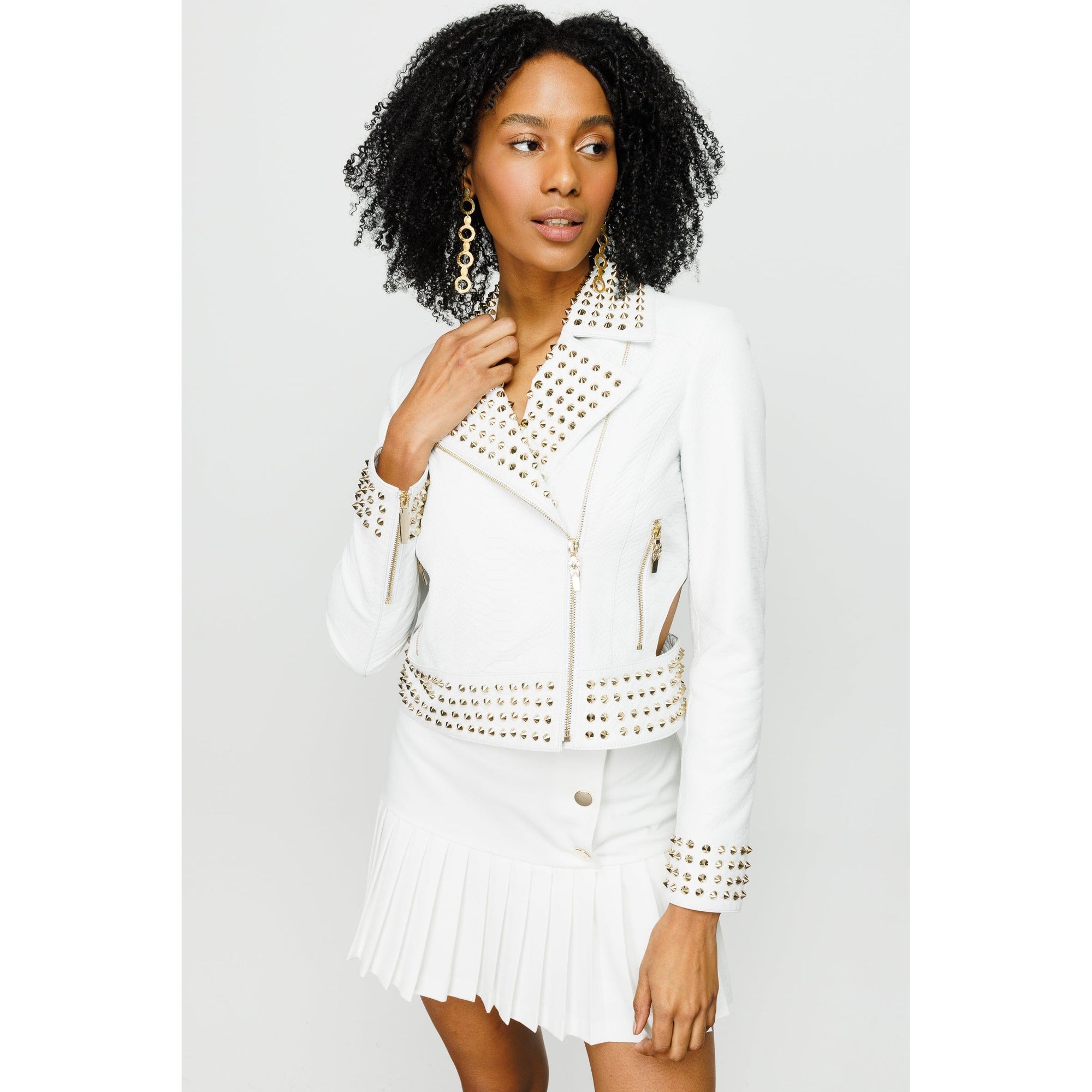 The Infanta White Leather Women Jacket