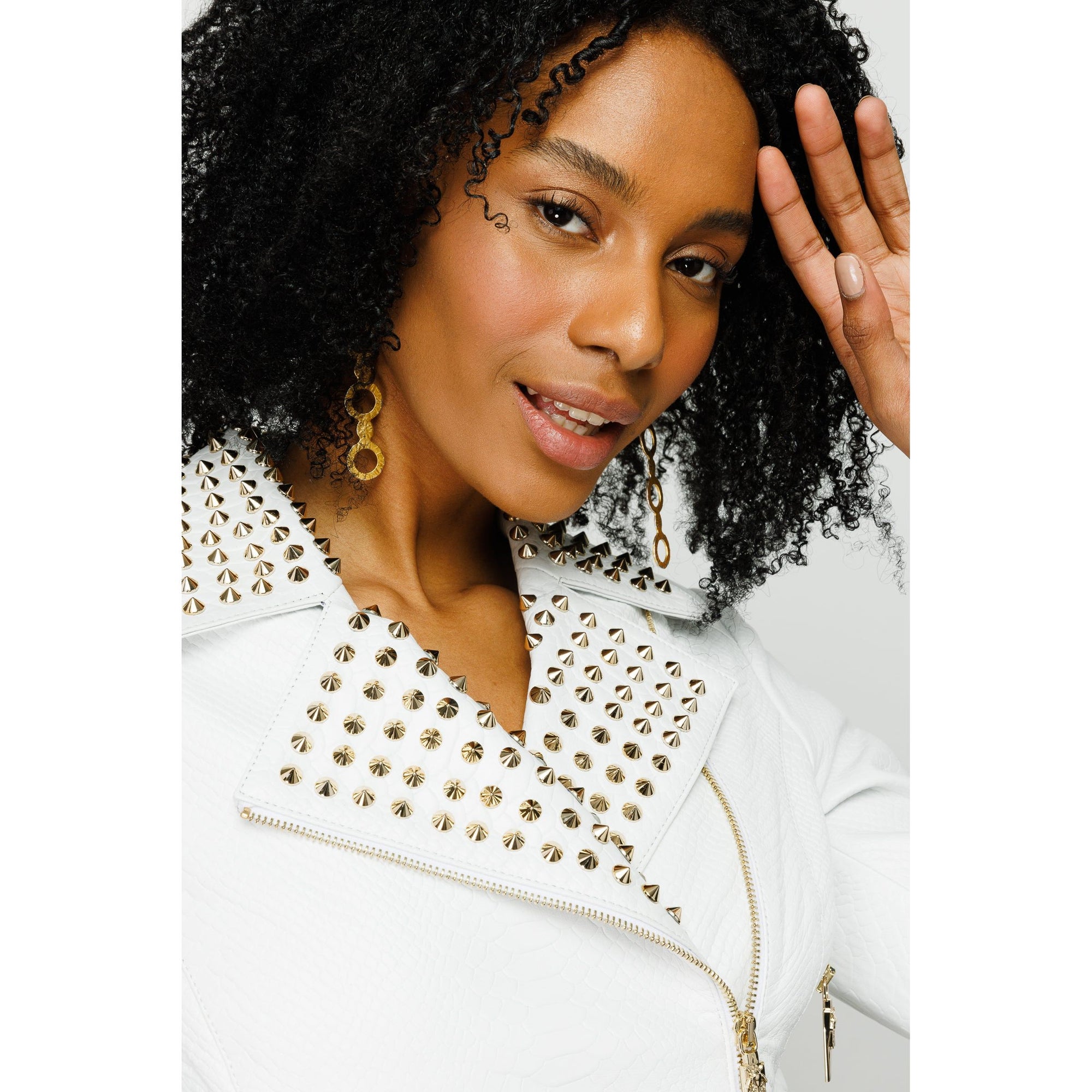 The Infanta White Leather Women Jacket