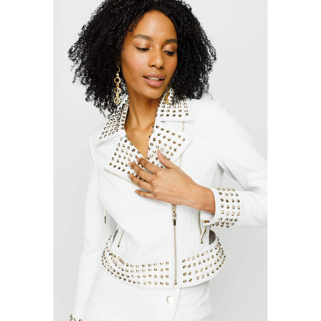 The Infanta White Leather Women Jacket