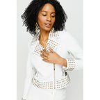 The Infanta White Leather Women Jacket