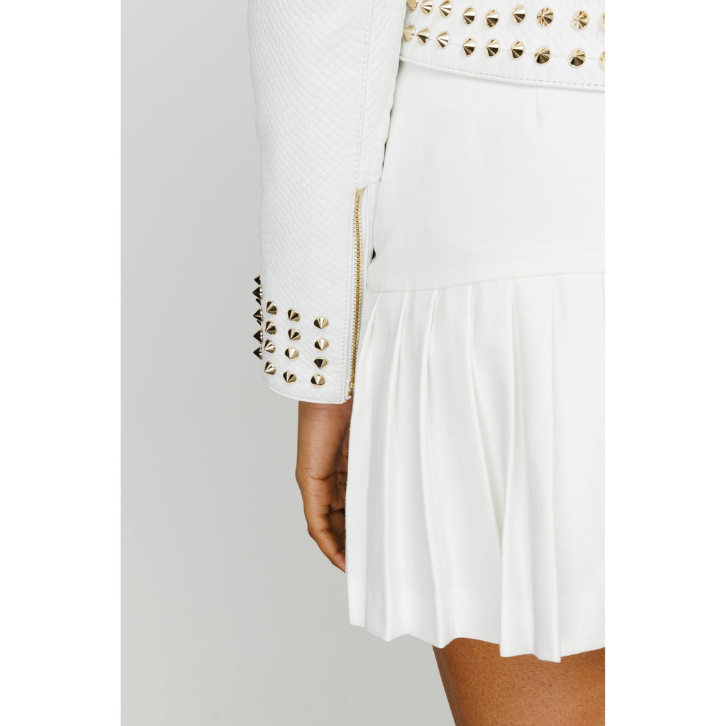The Infanta White Leather Women Jacket