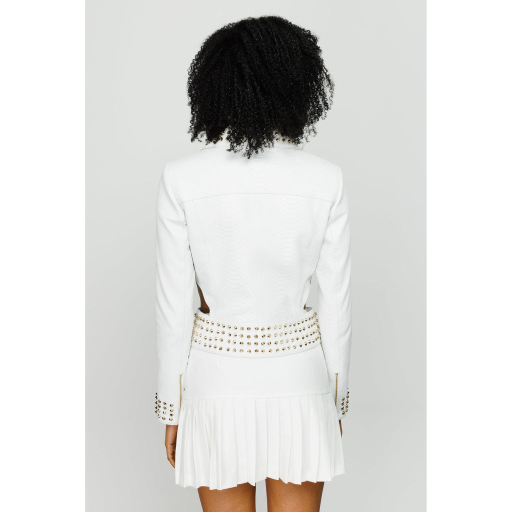 The Infanta White Leather Women Jacket