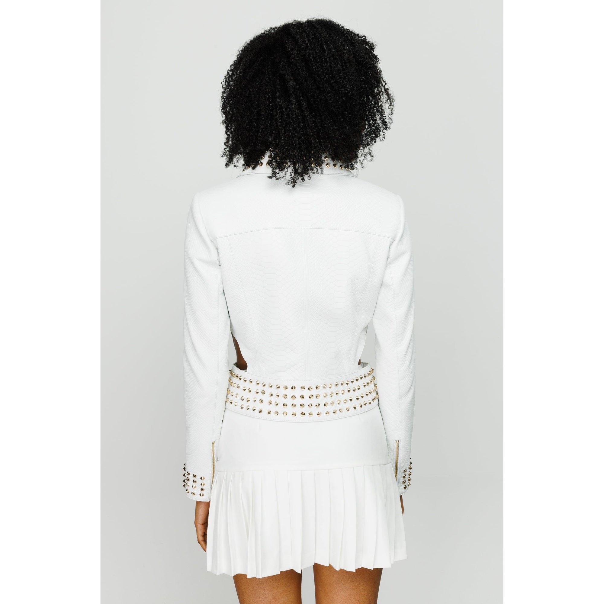 The Infanta White Leather Women Jacket