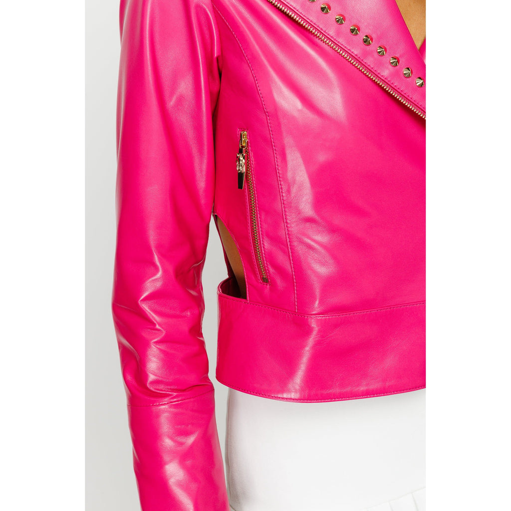 The Macera Pink Leather Women Jacket