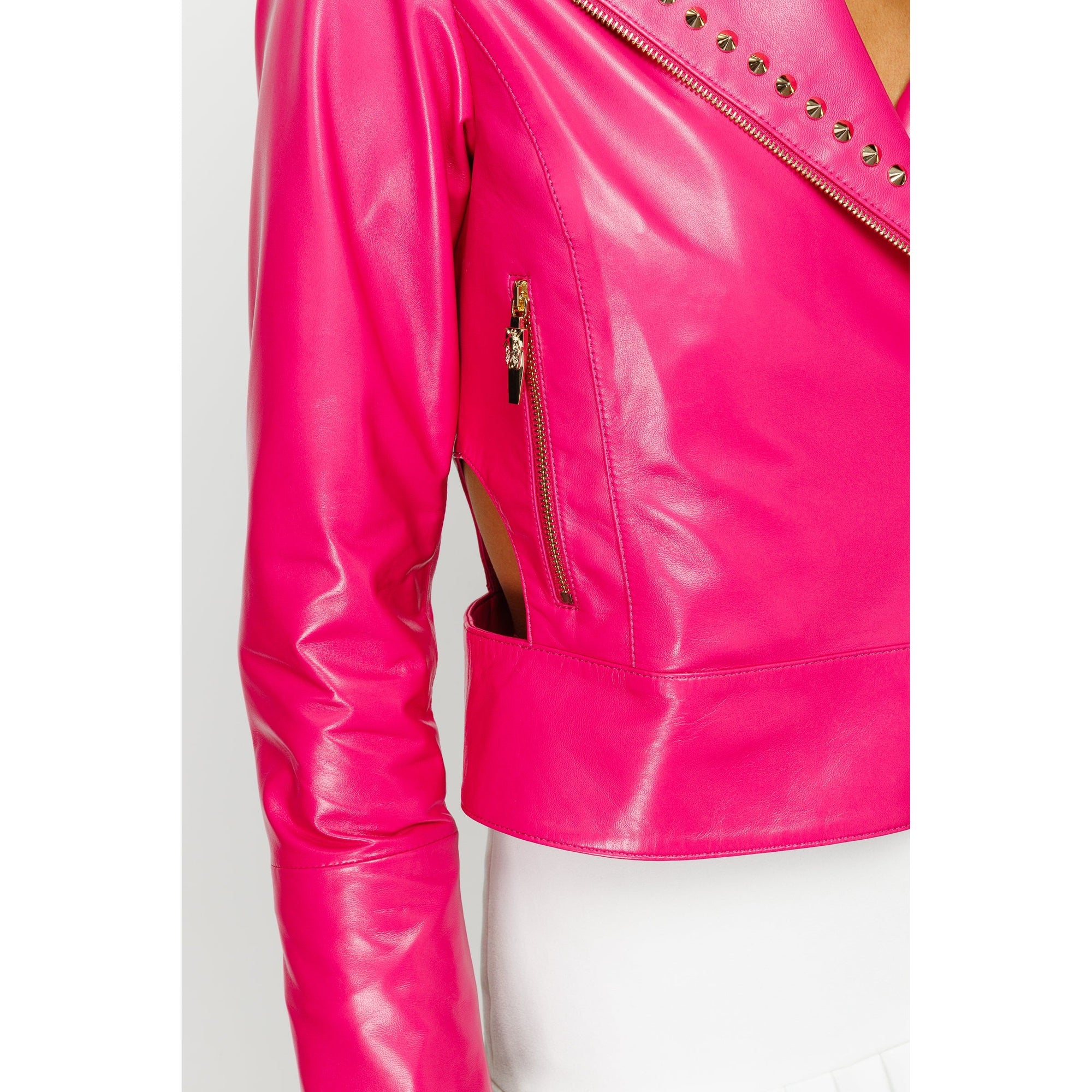 The Macera Pink Leather Women Jacket