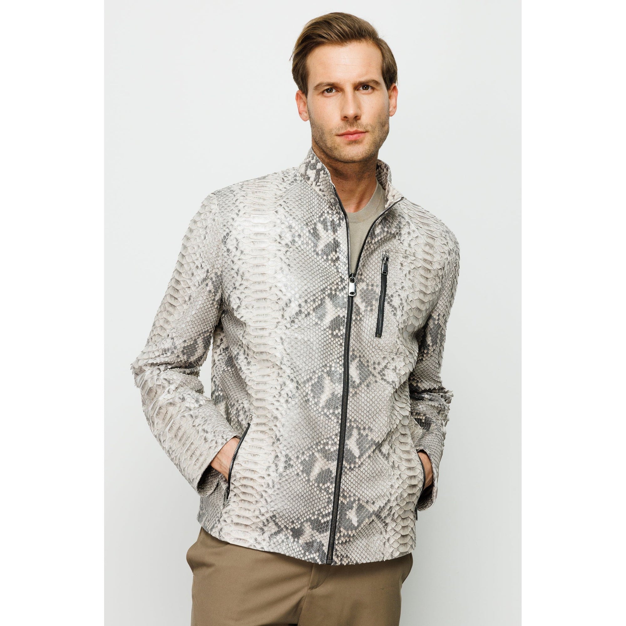 Vinci The-Boss Snake Natural Leather Men Jacket
