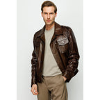 The Manteca Pythn Skin Brown Leather Men Jacket