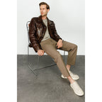 The Manteca Pythn Skin Brown Leather Men Jacket