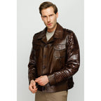The Manteca Pythn Skin Brown Leather Men Jacket