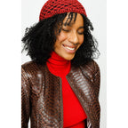The Mekke Pythn Skin Brown Leather Women Jacket