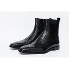 Vinci The Boss Black Snake Zip-Up Leather Men Boot Limited Edition