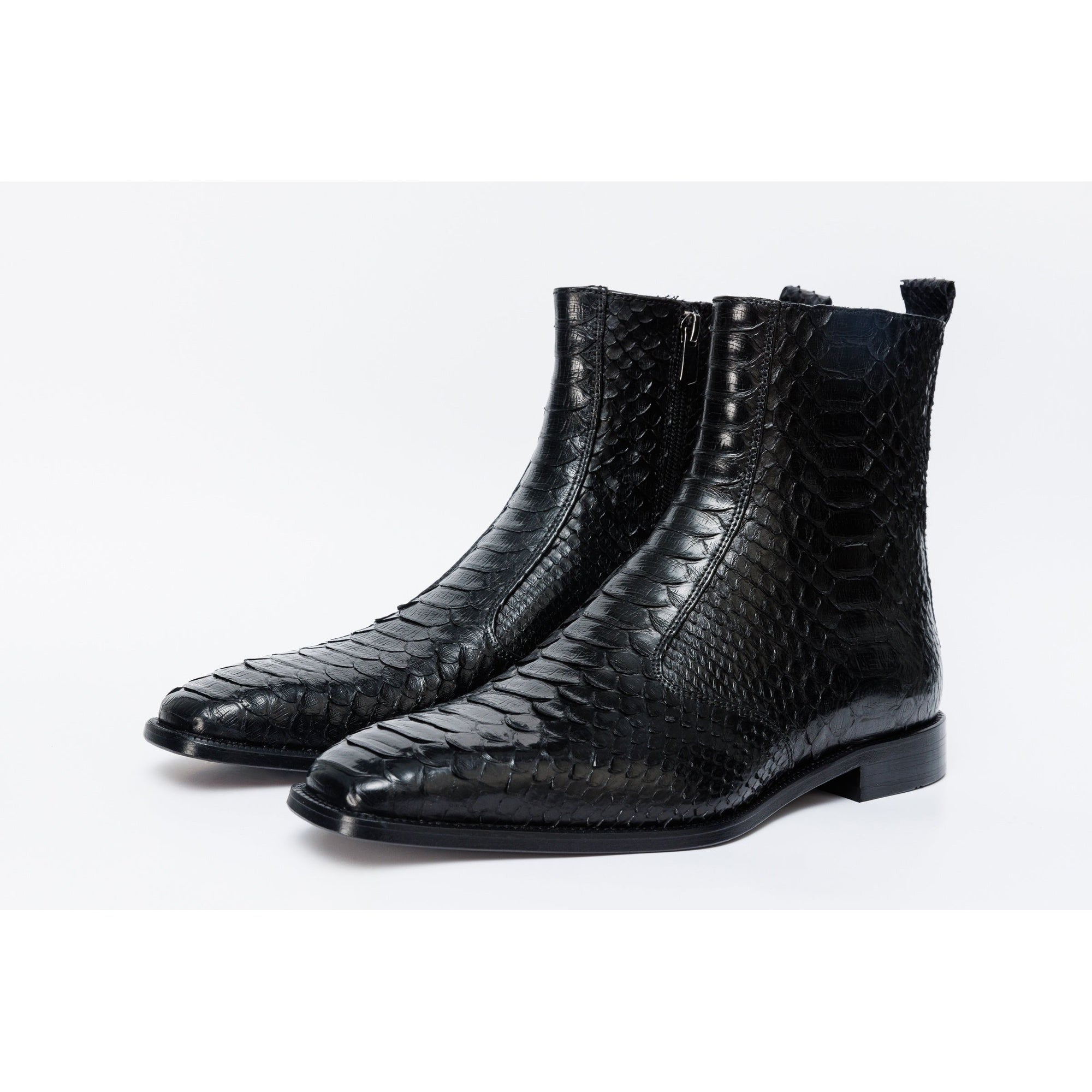 Vinci The Boss Black Snake Zip-Up Leather Men Boot Limited Edition