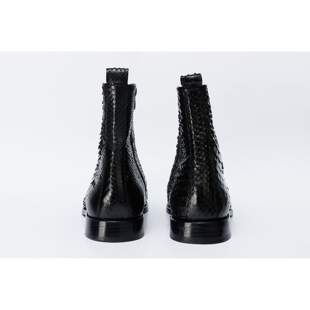 Vinci The Boss Black Snake Zip-Up Leather Men Boot Limited Edition